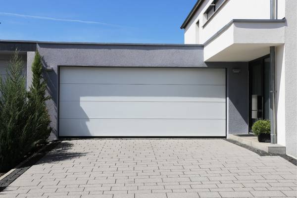modern white sectional garage door